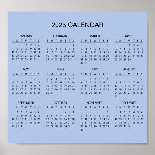 Eenvoudige maar elegante 2025 kalender | Poster (Voorkant)