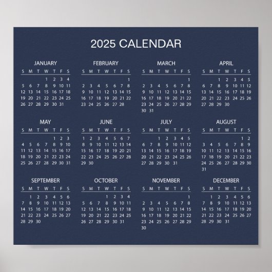 Eenvoudige maar elegante 2025 kalender | Poster (Voorkant)
