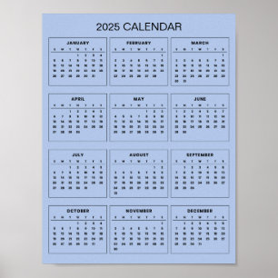 Eenvoudige maar elegante 2025 kalender poster