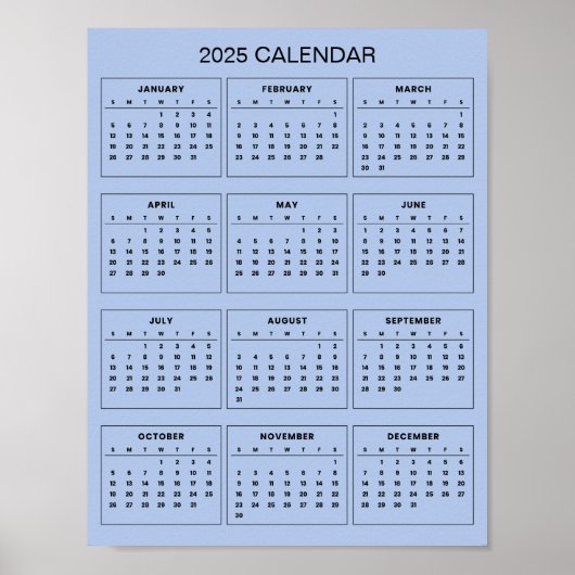 Eenvoudige maar elegante 2025 kalender | poster (Voorkant)