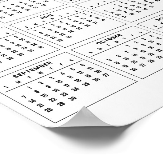 Eenvoudige maar elegante 2025 kalender | Poster (Hoek)