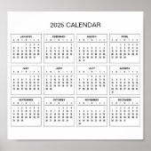 Eenvoudige maar elegante 2025 kalender | Poster (Voorkant)