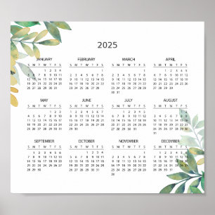 Eenvoudige maar elegante 2025 kalender   Poster