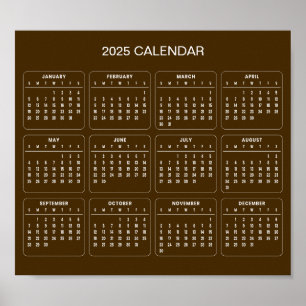 Eenvoudige maar elegante 2025 kalender   Poster