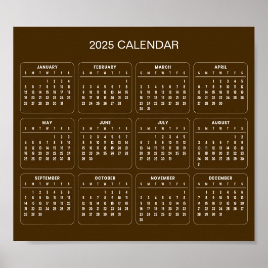 Eenvoudige maar elegante 2025 kalender | Poster (Voorkant)