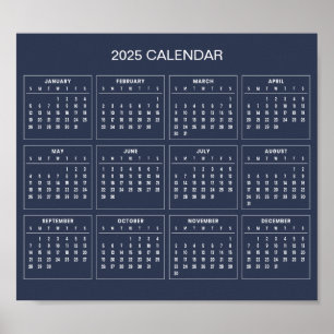 Eenvoudige maar elegante 2025 kalender   Poster