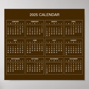 Eenvoudige maar elegante 2025 kalender   Poster