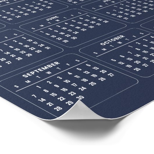 Eenvoudige maar elegante 2025 kalender | Poster (Hoek)