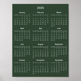 Eenvoudige maar elegante 2025 kalender   poster