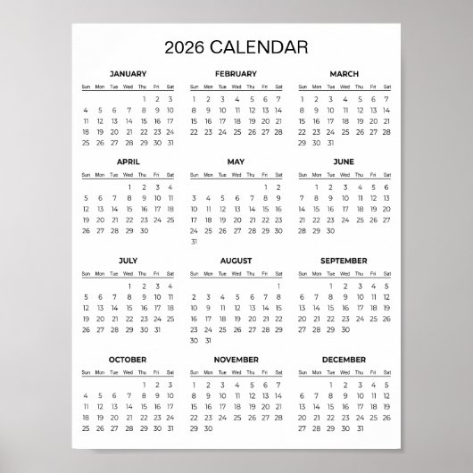 Eenvoudige maar Elegante 2026 Agenda |  Poster (Voorkant)