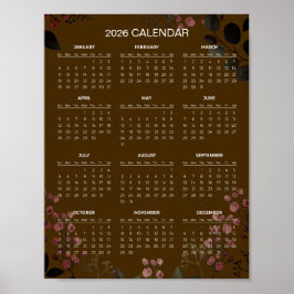 Eenvoudige maar Elegante Bloemencalender 2026 |  Poster
