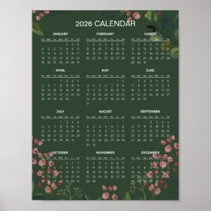 Eenvoudige maar Elegante Bloemencalender 2026    Poster