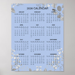 Eenvoudige maar Elegante Bloemencalender 2026 |  Poster