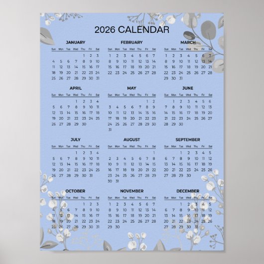 Eenvoudige maar Elegante Bloemencalender 2026 |  Poster (Voorkant)