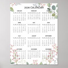 Eenvoudige maar Elegante Bloemencalender 2026 | Poster
