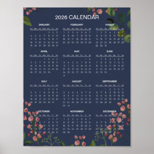 Eenvoudige maar Elegante Bloemencalender 2026 Poster