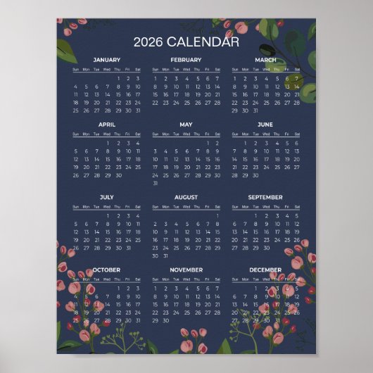 Eenvoudige maar Elegante Bloemencalender 2026 |  Poster (Voorkant)