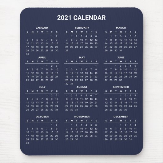 Eenvoudige maar elegante kalender voor 2021 | Mous Muismat (Voorkant)