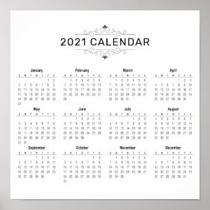Eenvoudige maar elegante kalender voor 2021 POST Poster