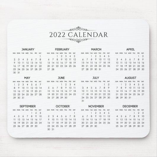Eenvoudige maar elegante kalender voor 2022 | Mous Muismat (Voorkant)