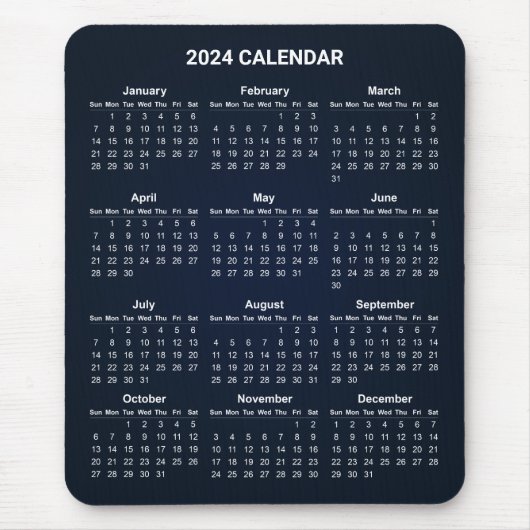 Eenvoudige maar toch elegante kalender 2024 | Mous Muismat (Voorkant)