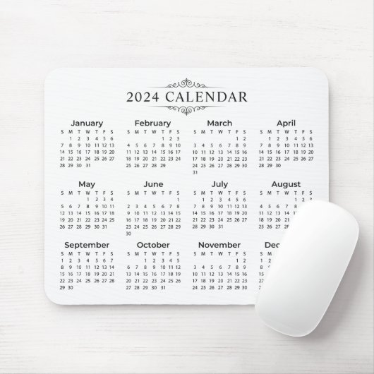Eenvoudige maar toch elegante kalender 2024 | Mous Muismat (Met muis)