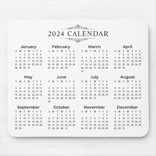 Eenvoudige maar toch elegante kalender 2024 | Mous Muismat (Voorkant)