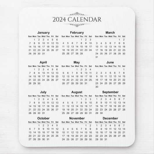 Eenvoudige maar toch elegante kalender 2024 | Mous Muismat (Voorkant)