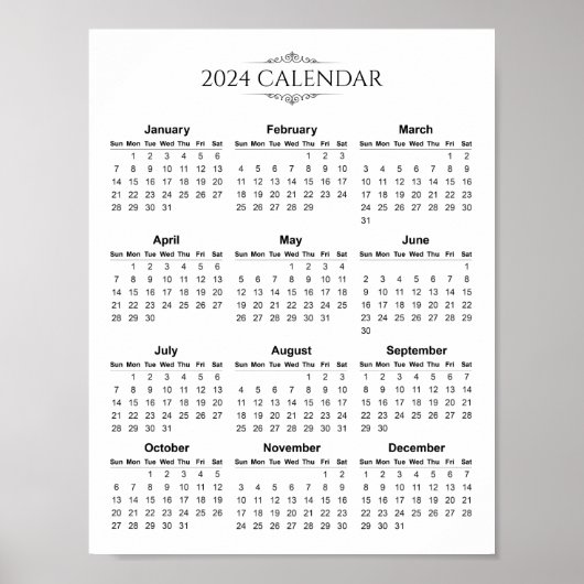 Eenvoudige maar toch elegante kalender 2024 | POST Poster (Voorkant)