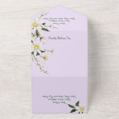 Eenvoudige madeliefjes op Bleke lavendel All In One Uitnodiging (Buitenkant)