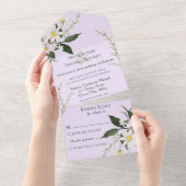 Eenvoudige madeliefjes op Bleke lavendel All In One Uitnodiging (Afscheurbaar)