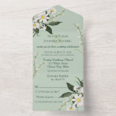 Eenvoudige madeliefjes op Sage Green All In One Uitnodiging (Binnen)