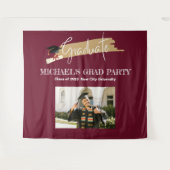 Eenvoudige Magenta Afstuderen Foto Booth Backdrop Wandkleed (Voorkant (horizontaal))