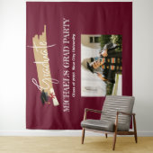 Eenvoudige Magenta Afstuderen Foto Booth Backdrop Wandkleed (In situ)