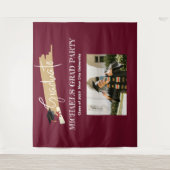 Eenvoudige Magenta Afstuderen Foto Booth Backdrop Wandkleed (Voorkant)