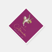 Eenvoudige Magenta Gouden Engel Zegen Religieus Sc Servet (Hoek)