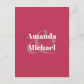 Eenvoudige Magenta Modern Minimalist Weddenschap D Informatiekaartje (Achterkant)