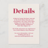 Eenvoudige Magenta Modern Minimalist Weddenschap D Informatiekaartje (Voorkant)