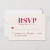 Eenvoudige Magenta Modern Minimalist Wedding RSVP (Voorkant)