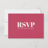 Eenvoudige Magenta Modern Minimalist Wedding RSVP (Achterkant)