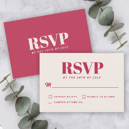 Eenvoudige Magenta Modern Minimalist Wedding RSVP Kaartje