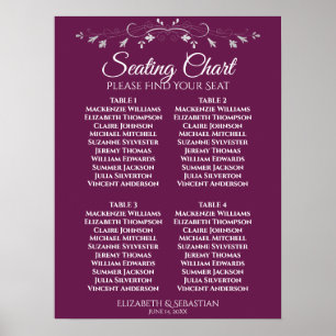 Eenvoudige Magenta Plum 4 Tafel Trouwstoel Grafiek Poster