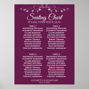 Eenvoudige Magenta Pruim 4 Tafel Trouwstoelindelin Poster
