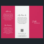 Eenvoudige magenta roze moderne QR-code modern Flyer<br><div class="desc">Moderne en professionele magenta / fuschia roze drievoudige brochure flyer met een eenvoudig en minimaal ontwerp met jouw naam in een elegant script en een hedendaagse sans serif font. De sjabloon omvat verscheidene verdeelde secties voor uw diensten in een minimalistische lay-out. De achterkant heeft uw contactinfo en facultatieve QR code....</div>