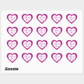 Eenvoudige magenta wit dank u hart stickers (Vel)