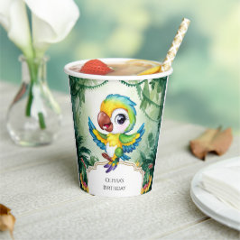 Eenvoudige magische papegaai verjaardag papieren bekers