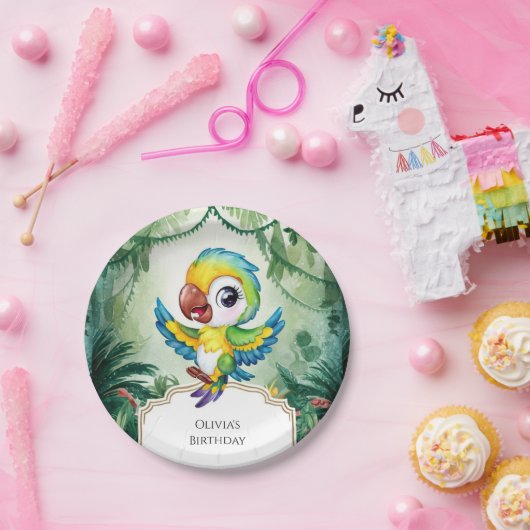 Eenvoudige magische papegaai verjaardag papieren bordje (Feest)