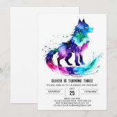 Eenvoudige Magische Wolf Digitale Jongen Verjaarda Kaart (Voorkant / Achterkant)