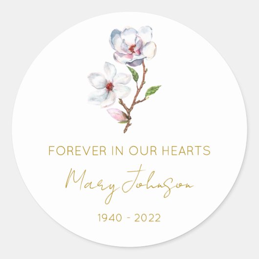 Eenvoudige Magnolia-herdenking Ronde Sticker (Voorkant)