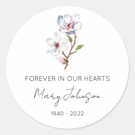 Eenvoudige Magnolia-herdenking Ronde Sticker (Voorkant)